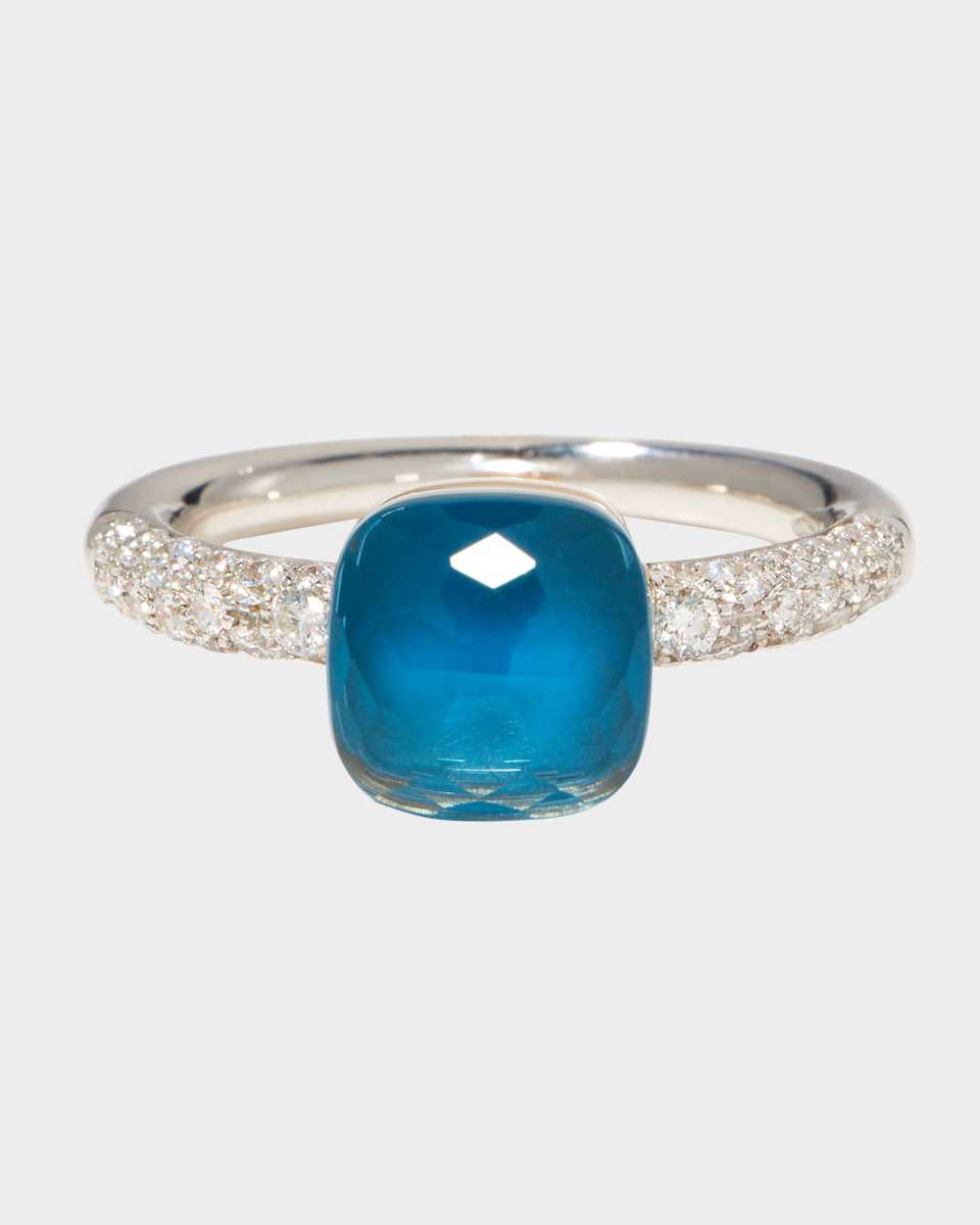 Nudo 18K Gold Ring White Topaz & Diamonds, EU 52 / US 6